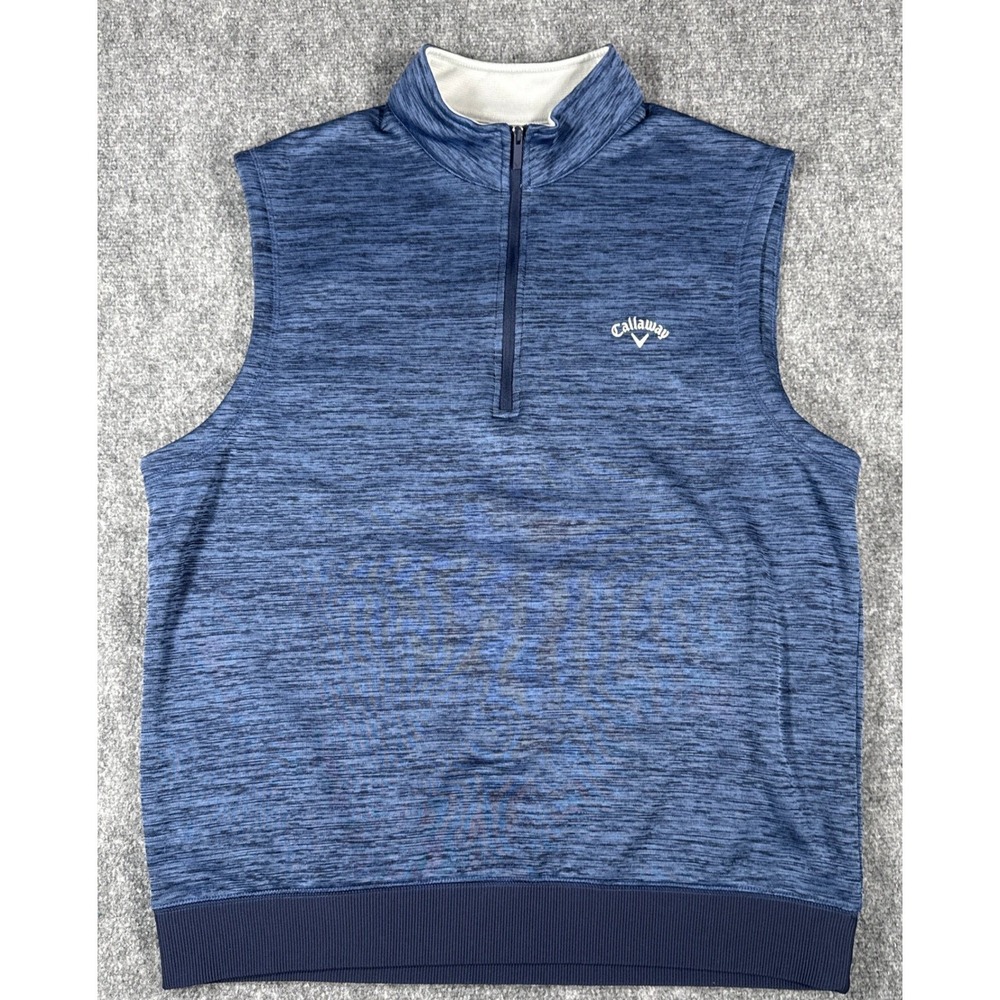 Callaway Mens Weather Series Golf Vest Blue Space Dye Quarter Zip XL